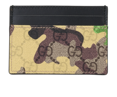 Gucci GG Camouflage Card Holder, &pound;120, Accessories, Beige/Brown/Green, Canvas/Coated Canvas, Front view